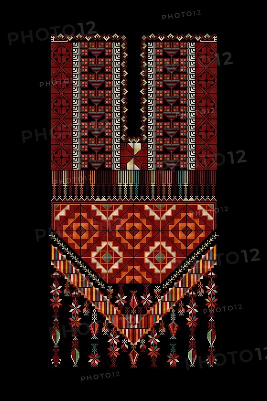 Embroidery vector Tatreez template, Palestinian fashion neck ornament