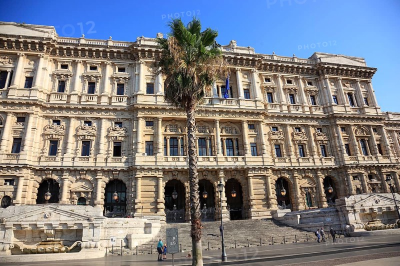 Palazzo di Giustizia, Palace of Justice, Prati district on the banks of the Tiber, Rome, Italy, view from south, Europe