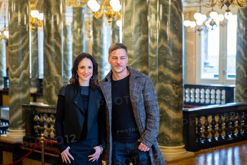 Stephanie Stumph and Tom Wlaschiha - Press event for the moderation of the SemperOperaball 2024, Dresden, Saxony, Germany, Europe