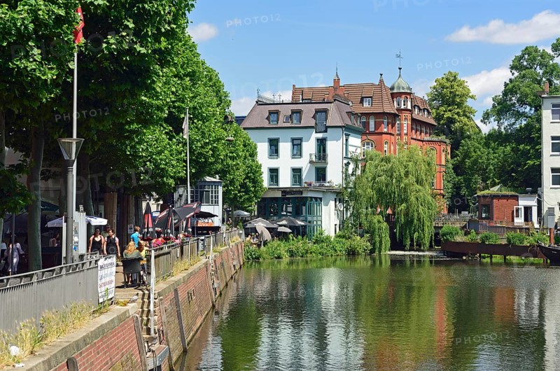 Europe, Germany, Hamburg, Bergedorf district, Old Town, Serrahn, City harbour, Hamburg, Hamburg, Federal Republic of Germany, Europe