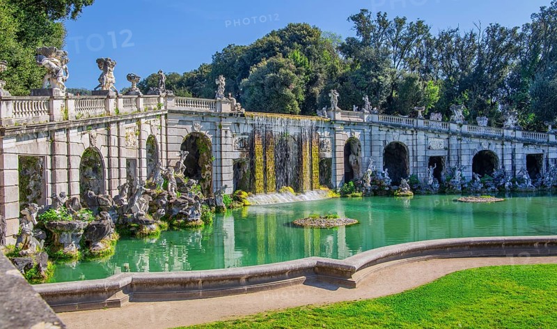Fountain sculptures at the water basins in the garden of the royal palace Palazzo Reale, Italian Versailles, Caserta, Campania, Italy, Europe