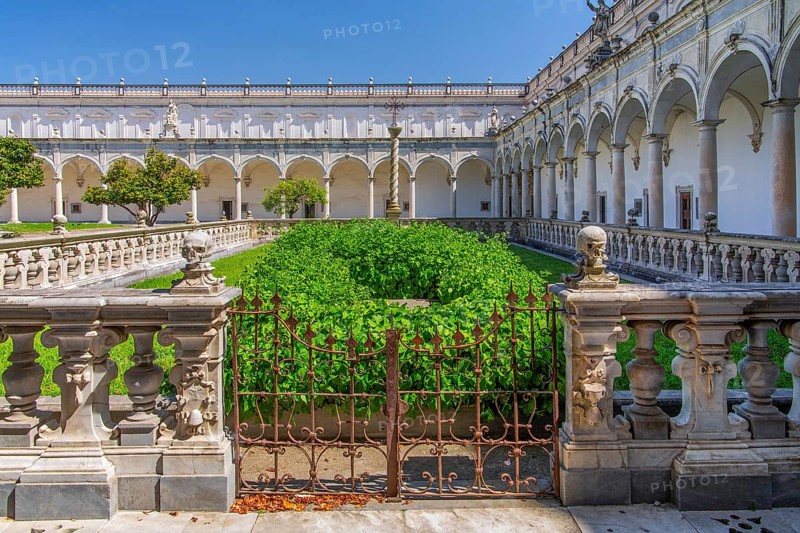 Inner courtyard with cloister of San Martino Monastery, Naples, Gulf of Naples, Campania, Italy, Europe