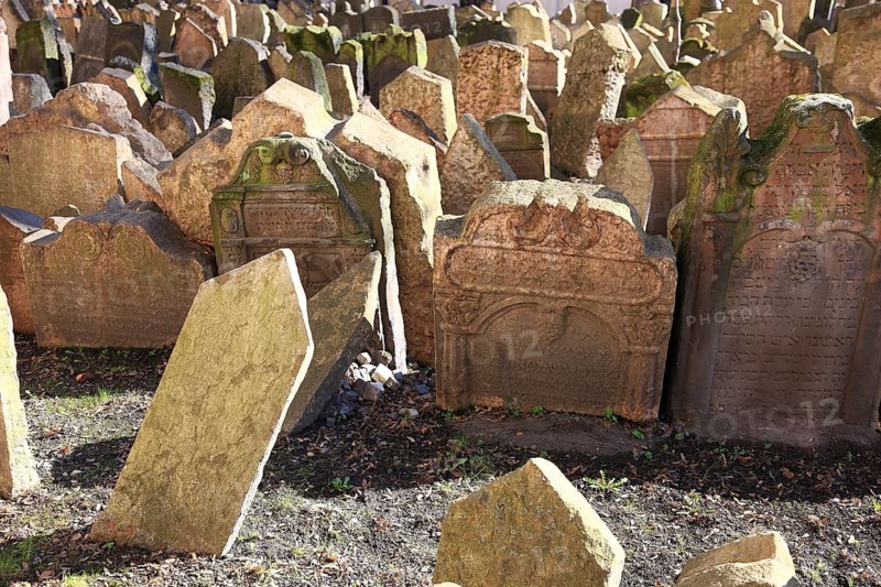 The Old Jewish Cemetery in the Josefov district is one of the most historically significant Jewish cemeteries in Europe. It contains over 12, 000 gravestones and presumably the remains of 100, 000 people, Prague, Czech Republic, Europe