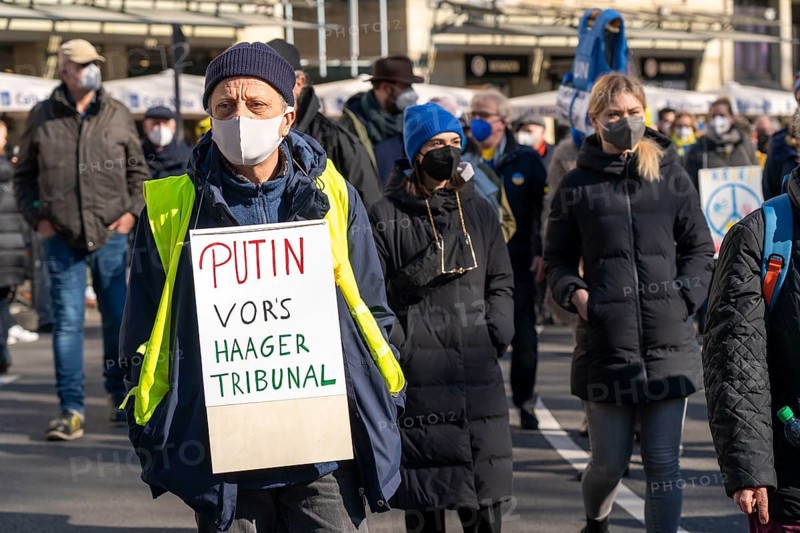 Peace demonstration against the war in Ukraine, instead of the Rose Monday parade in Cologne, with over 250, 000 participants, in the city centre, with many carnivalists, North Rhine-Westphalia, Germany, Europe