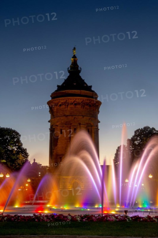 Mannheim water tower in the evening