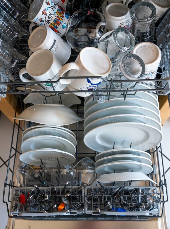 Dishwasher, full of clean crockery