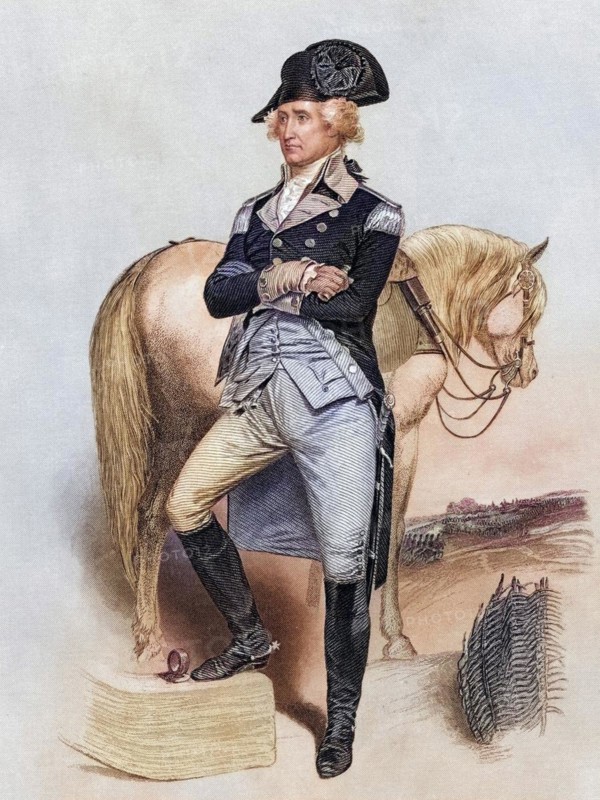 George Washington 1732 bis 1799 in 1775 Nach Alonzo Chappel aus Life and Times of Washington Volume 1 veröffentlicht 1857, George Washington 1732 to 1799 in 1775 After Alonzo Chappel from Life and Times of Washington Volume 1 published 1857, Historic, digitally restored reproduction from a 19th century original, Record date not stated