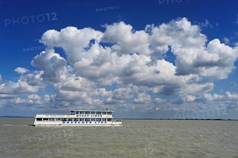 Bicycle ferry on Lake Neusiedl, Illmitz, Seewinkel National Park, Burgenland, Austria, Europe