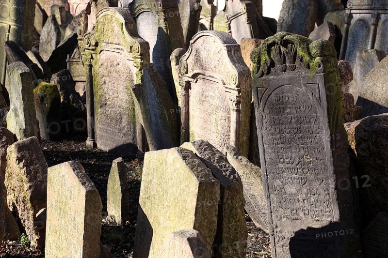 The Old Jewish Cemetery in the Josefov district is one of the most historically significant Jewish cemeteries in Europe. It contains over 12, 000 gravestones and presumably the remains of 100, 000 people, Prague, Czech Republic, Europe