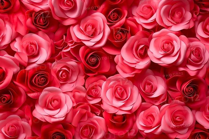 Valentine day background of close-up view of a beautiful mix of pink roses, symbolizing love and affection, perfect for Valentine's Day celebrations, AI generated