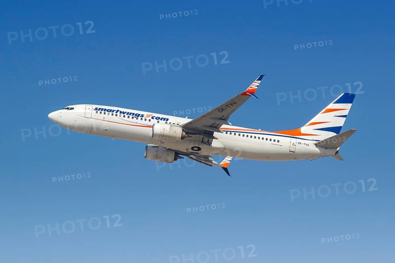 A Boeing 737-800 Smartwings aircraft with the registration OK-TVU at the airport in Dubai, United Arab Emirates, Asia