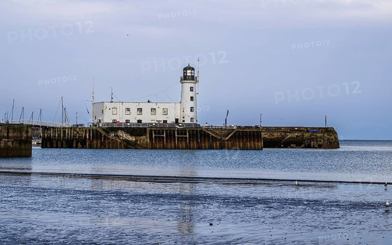 Scarborough Lighthouse and Harbour, Vincent Pier, Scarborough, North Yorkshire, England, United Kingdom, Europe