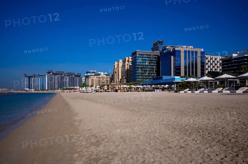 Hotel NH Collection, Hotel Fairmont The Palm Jumeirah, Hotel VOCO Dubai The Palm, behind Hotel The View At The Palm, Nakheel West Beach, Beach, The Palm Jumeirah, Dubai, United Arab Emirates, VAR, Asia