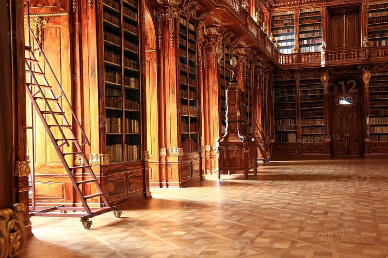 In the monastery library, the library hall in the Strahov Praemonstratensian Monastery, Prague, Czech Republic, Europe