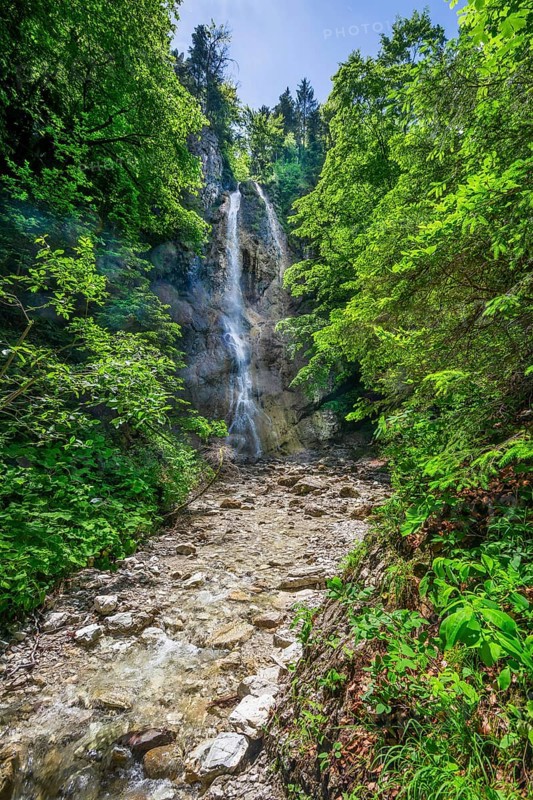 Ohlstadt Waterfall, Ohlstadt, Loisach Valley, The Blue Country, Upper Bavaria, Bavaria, Germany, Europe