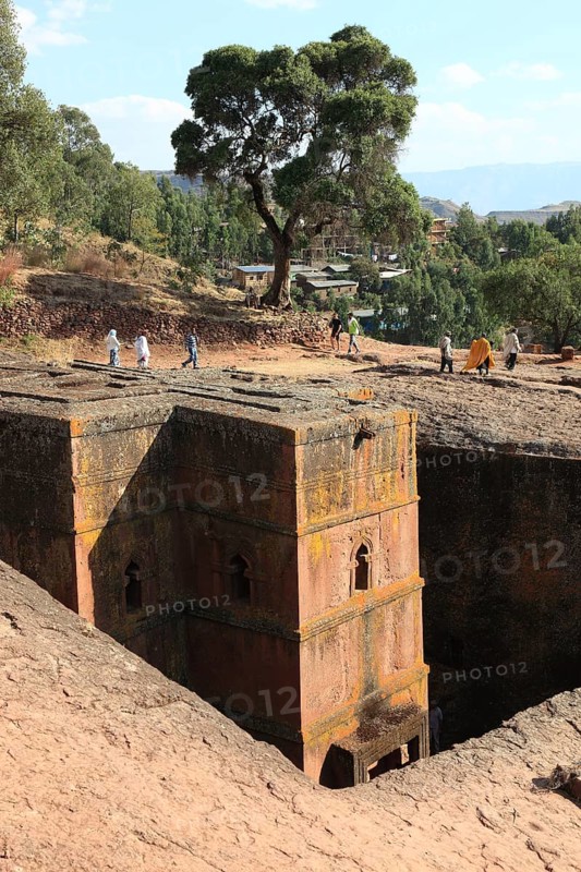 Rock churches in Lalibela, the rock church of St George, Bete Kiddus Georiys, Bete Ghiorgis Church, Ethiopia, Africa