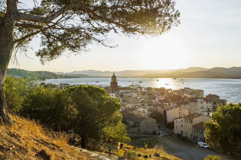Panorama, Sunset, St. Tropez, Département Var, Cote d'Azur, Provence-Alpes-Côte d'Azur, South of France, France, Europe