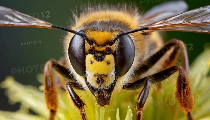 Animals, Symbol, Close-up of a bee, Honey bee, Apis mellifera, AI-generated, AI generated
