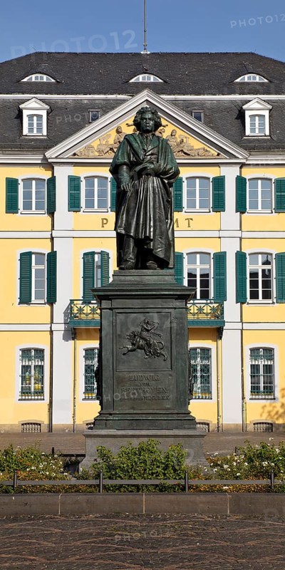 The Beethoven Monument commemorates the famous composer Ludwig van Beethoven on Münsterplatz, Bonn, North Rhine-Westphalia, Germany, Europe