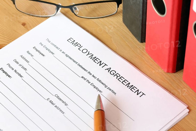 Blank form of an employment contract in English