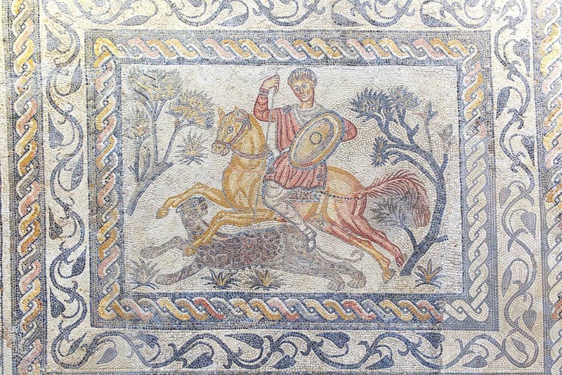Hunting mosaic, Museo Nacional de Arte Romano, national museum of Roman art, Merida, Extremadura, Spain, Europe