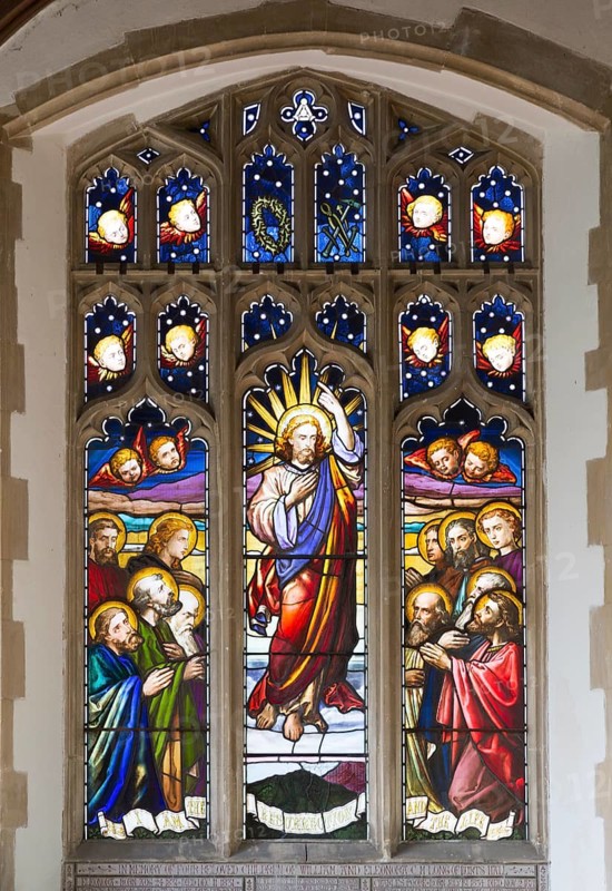 Stained glass window church of Saint John, Saxmundham, Suffolk, England, UK artist Louisa Beresford 1818-91