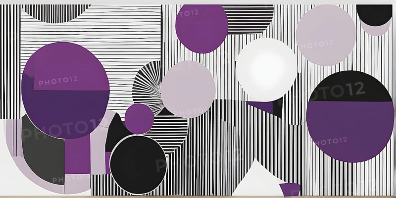 Minimalist illustration featuring abstract shapes in purple color accent symbolizing fun and ease, AI generated