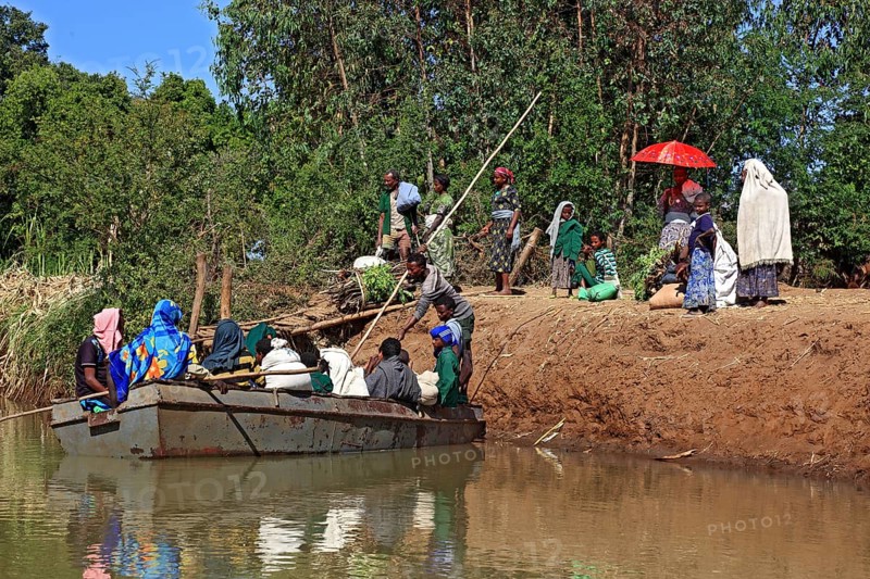 Ahamra region, at the boat landing stage to the waterfalls of the Blue Nile, in the highlands of Abyssinia, Blue Nile, Tis Issat waterfall, Ethiopia, Africa