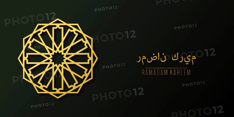 Golden islamic pattern geometric symbol. Ramadan kareem oriental style vector template