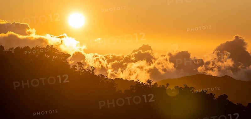 Evening mood, clouds over cloud forest, mountain rainforest, Parque Nacional Los Quetzales, Costa Rica, Central America