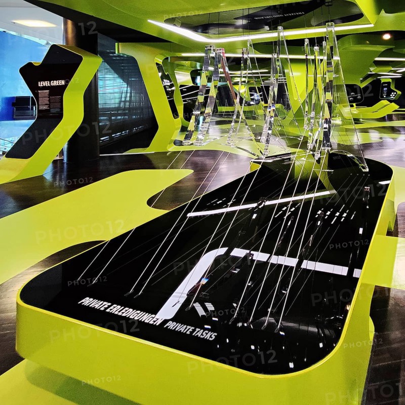 Futuristic exhibition Level Green with three-dimensional network, Autostadt, Wolfsburg, Lower Saxony, Germany, Europe