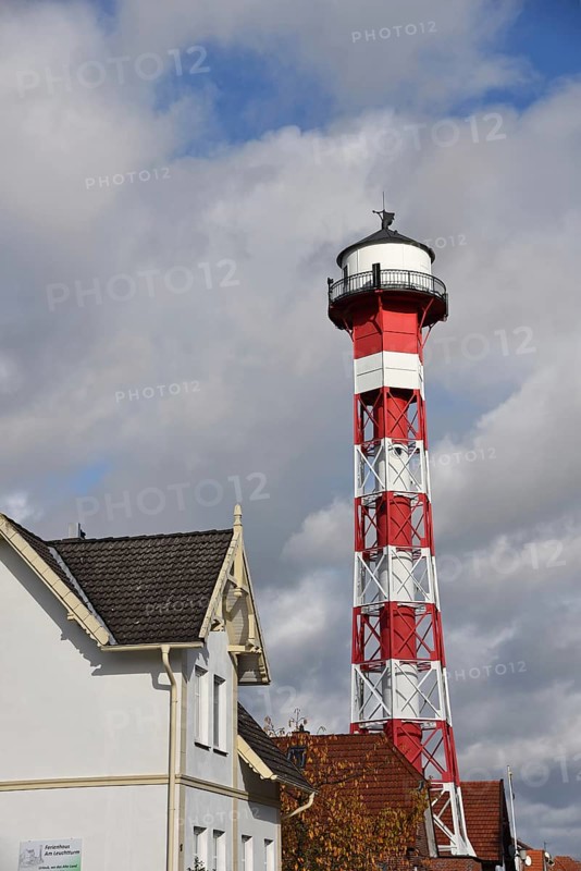 Europe, Germany, Lower Saxony, Hamburg metropolitan region, Altes Land, Stade district, Grünendeich rear light, built in 1899, height 39 metres, Europe