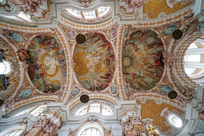 Ceiling frescoes, St Jakob's Cathedral, Innsbruck Cathedral, cathedral, interior, Innsbruck, Tyrol, Austria, Europe