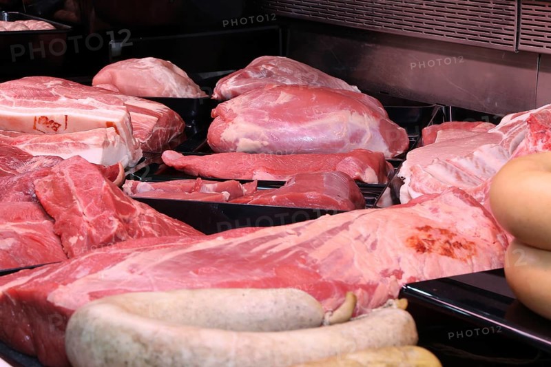 Variation of fine meat products in the butcher's shop