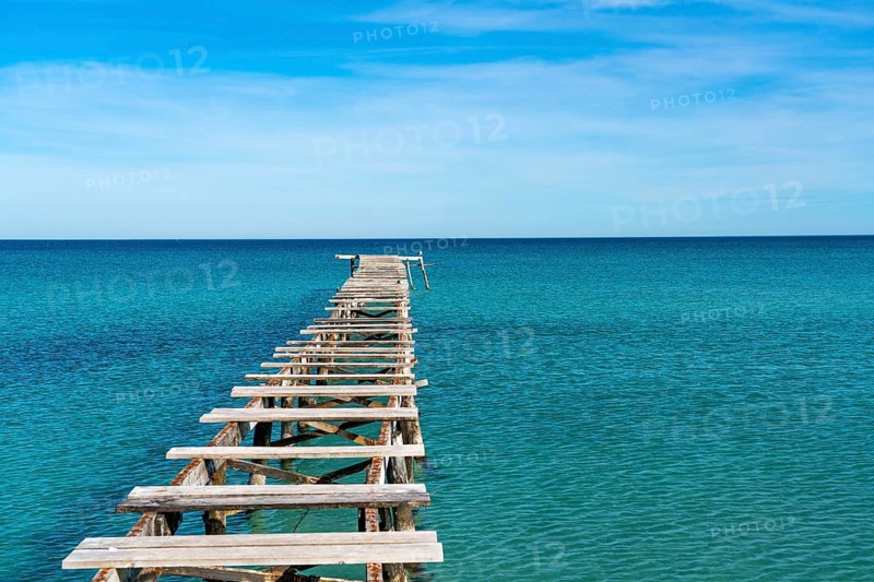 Bay of Alcudia, Platja de Muro, Muro beach, wooden walkway, Majorca, Balearic Islands, Spain, Europe