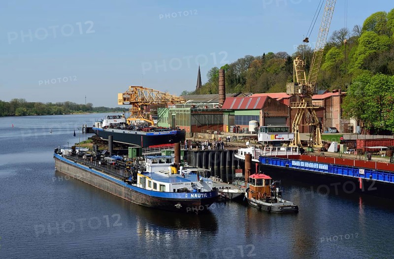 Germany, Schleswig-Holstein, Lauenburg, ship wharf Hitzler, Europe
