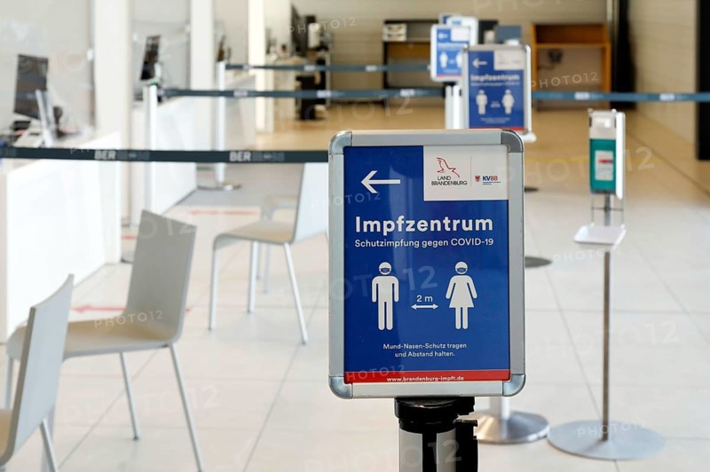 Vaccination centre in Terminal 5 of BER Airport, Schönefeld, 15.02.2021