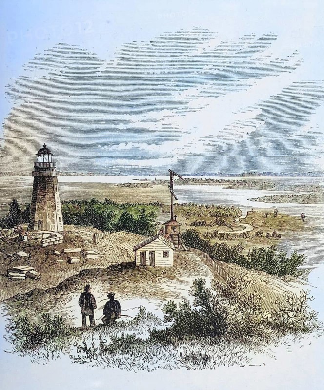 Sandy Hook New Jersey as seen from the lighthouse in the 1870s. From American Pictures Drawn With Pen And Pencil by Rev Samuel Manning c. 1880, United States, America, Historic, digitally restored reproduction from a 19th century original, Record date not stated, North America