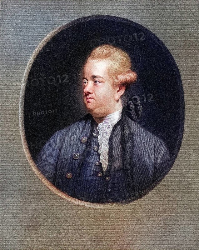 Edward Gibbon 1737-1794, English rationalist, historian and scholar. From the book Gallery of Portraits, 1833, Historical, digitally restored reproduction from a 19th century original, Record date not stated