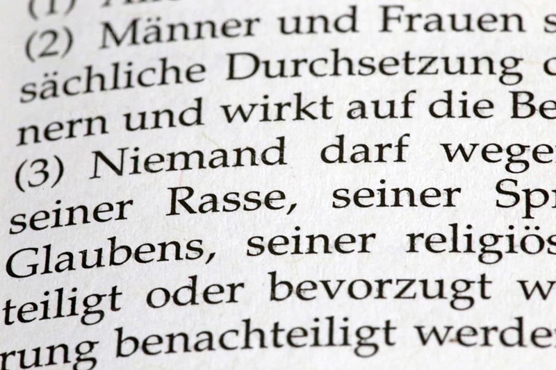German Basic Law Article 3, close-up