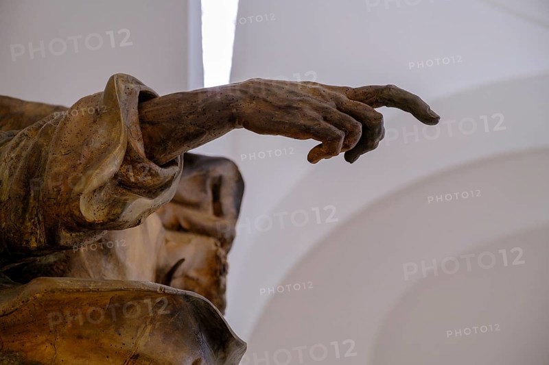 Finger pointing, hands of statues, Church of St Moritz, Augsburg, Swabia, Bavaria, Germany, Europe