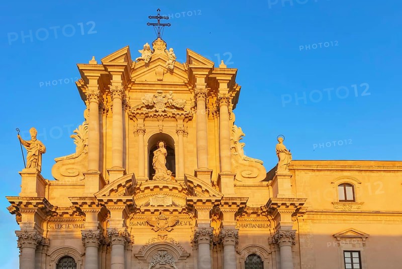 Syracuse Cathedral facade, Ortygia, Syracuse, Sicily, Italy, Europe