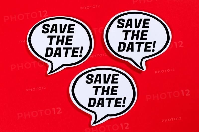 Save the date Date Invitation Appointment in speech bubbles Communication Business concept