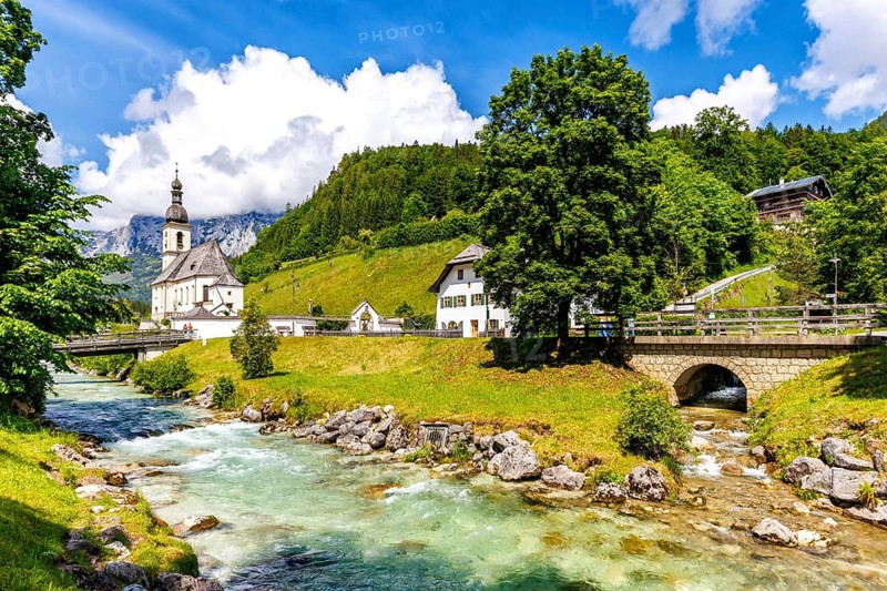 Church of St Sebastian in the Bavarian Alps in Ramsau near Berchtesgaden, Germany, Europe