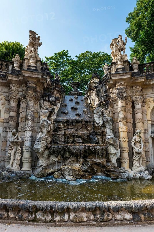 Nymph Fountain in the Zwinger, park, park complex, architecture, attraction, famous, historical, history, architecture, building, UNESCO, World Heritage Site, culture, cultural history, reconstruction, renovation, tourism, city trip, landmark, baroque, Saxony, Dresden, Germany, Europe