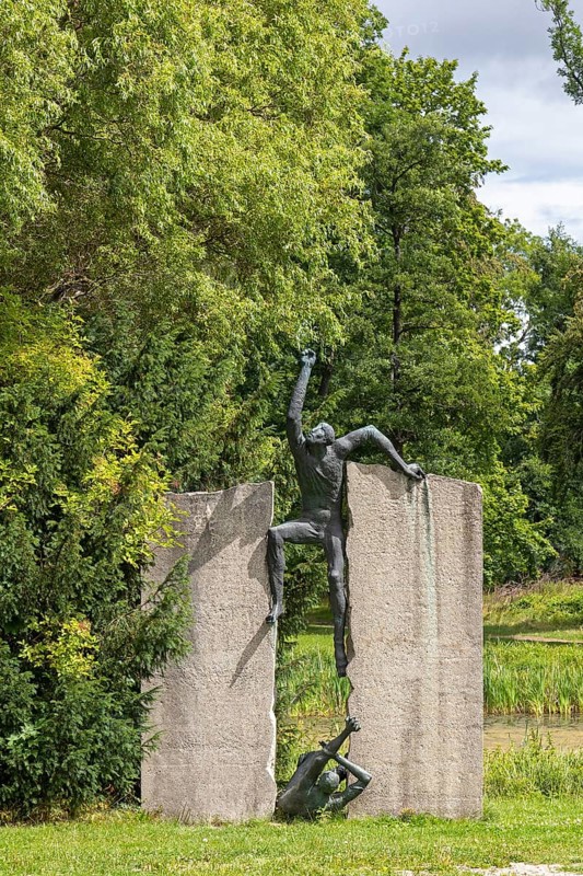 Artwork in the park of the Minster, Bad Doberan, Mecklenburg-Western Pomerania, Germany, Europe