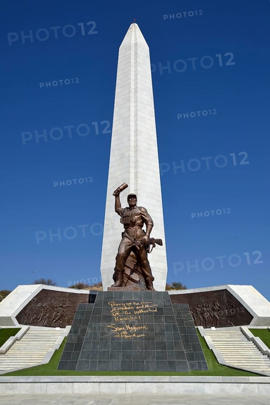 Obelisk on the Heldenacker or National Heroes' Acre, war memorial of the Republic of Namibia, near Windhoek, Auas Mountains, Khomas Region, Namibia, Africa