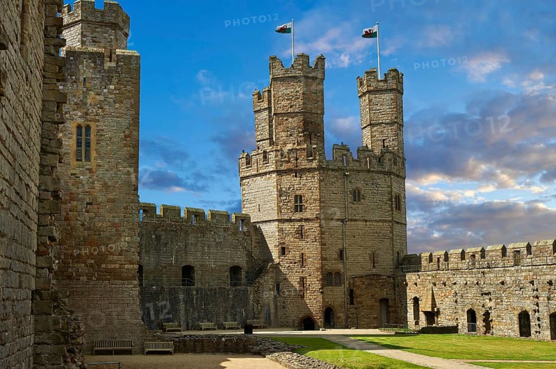 Caernarfon or Carnarvon Castle built in 1283 by King Edward I of England, Gwynedd, north-west Wales, United Kingdom, Europe
