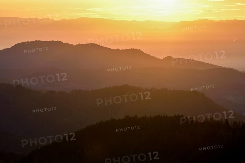 Sunset at Schliffkopf, near Baiersbronn, Freudenstadt district, Black Forest, Baden-Württemberg, Germany, Europe