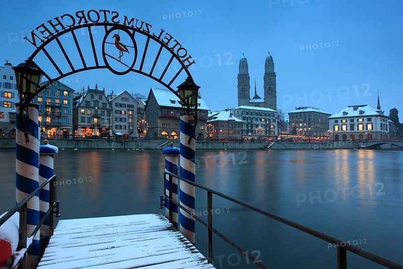 Jetty from Hotel Zum Storchen, Old Town, Limmatquai, Limmat, Zurich, Switzerland, Europe